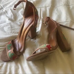 Tan Floral Heels